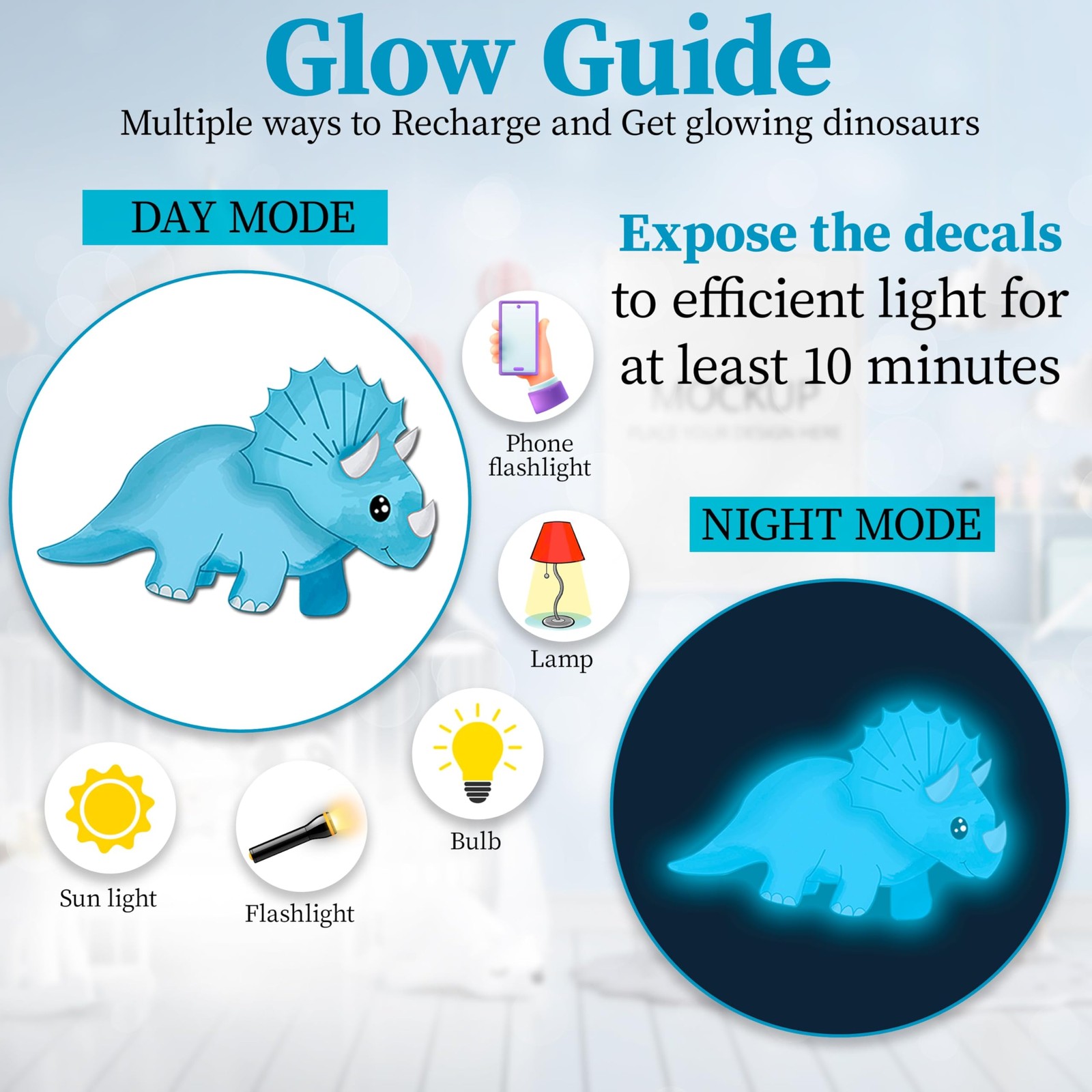 Dinosaur Room Decor,Glow in The Dark Dinosaur Wall Decals for Boys Bedroom, W…