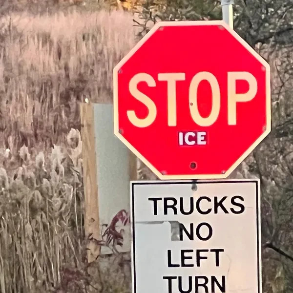 ICE Sticker That Happens to be the Same Shade of Red as a Stop Sign 3.5" x 7"