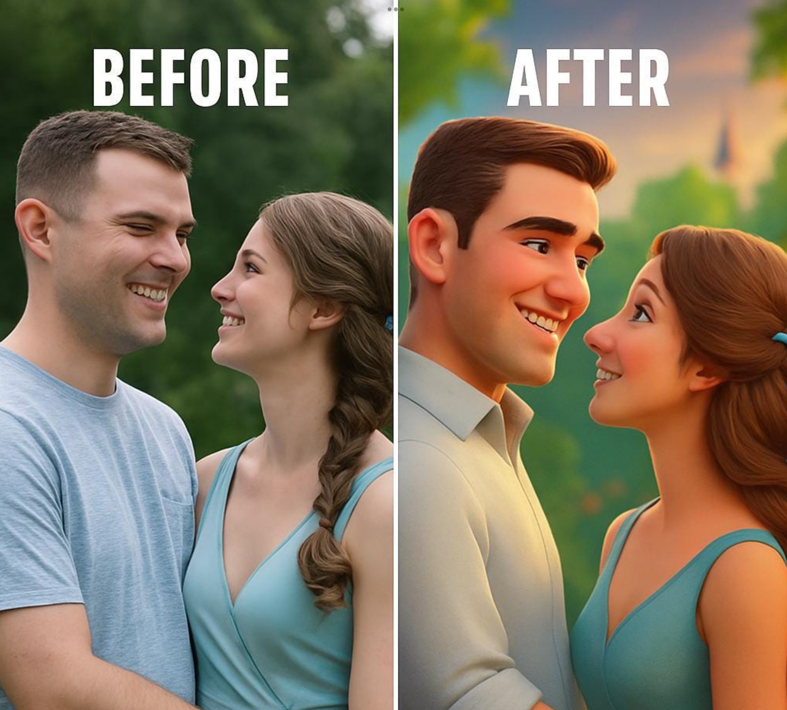 Custom Pixar Style Cartoon Portrait – Personalized Digital Art Couples family