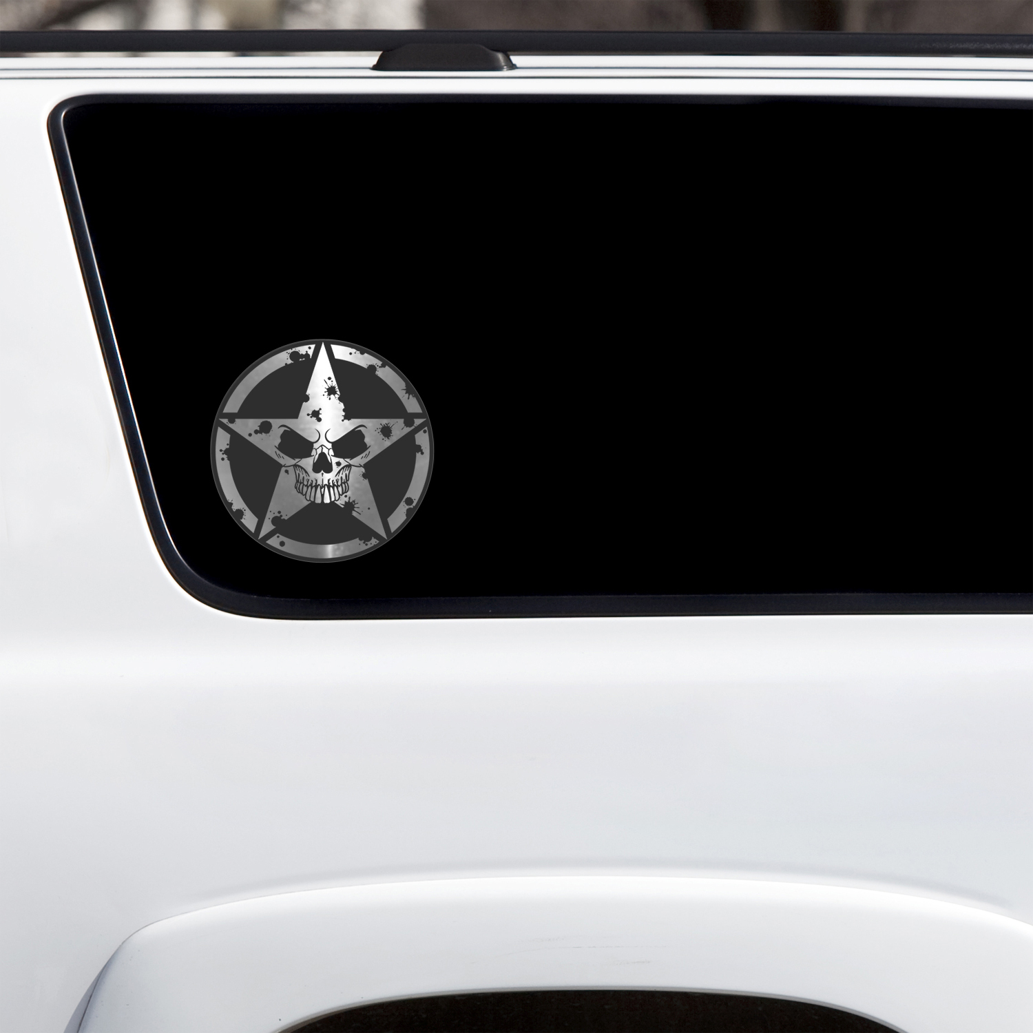 MILITARY JEEP ARMY STAR SKULL CLEAR DECAL STICKER, USMC, VINYL SIGN ART PRINT