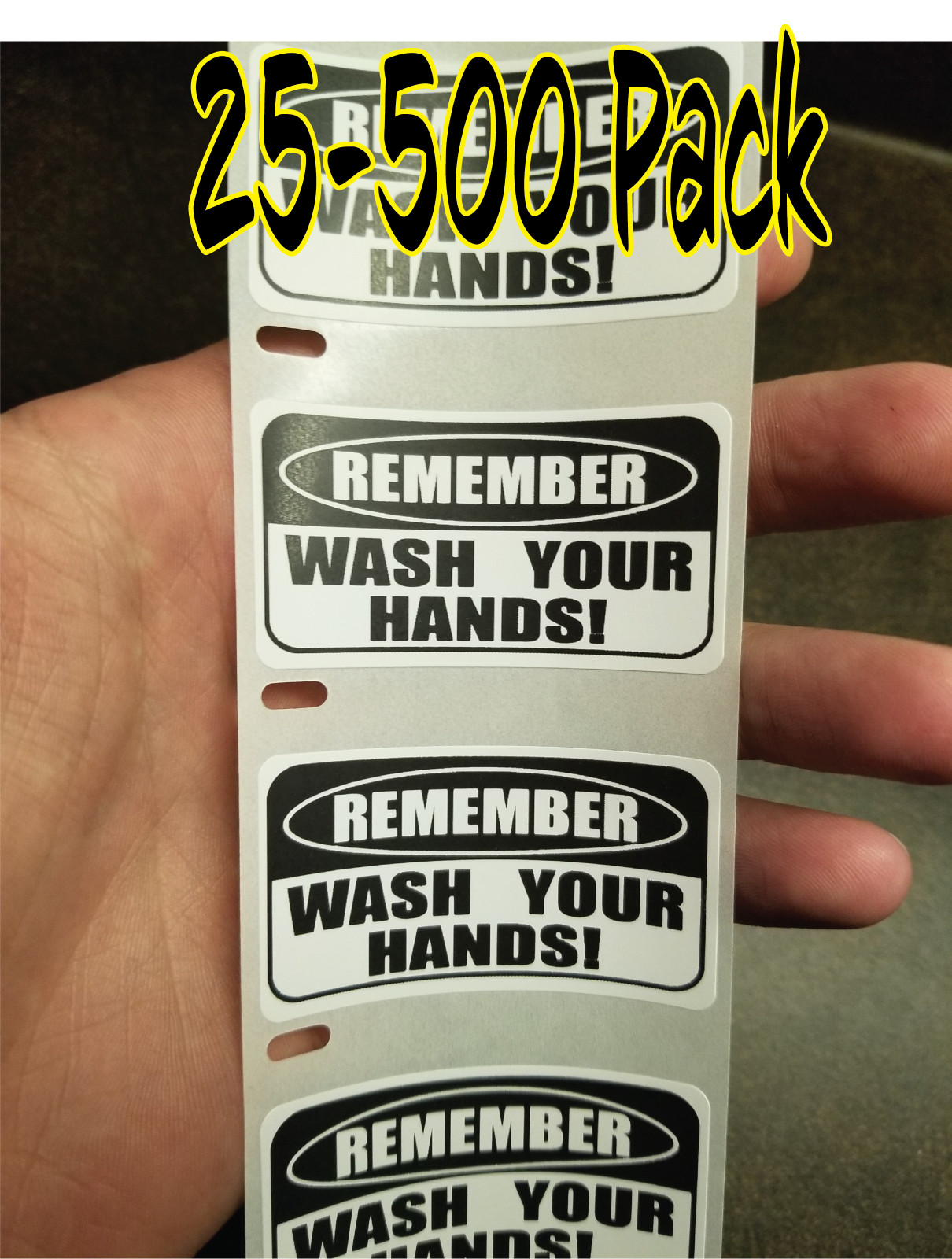 "Remember Wash Your Hands" 25-500 Pack Labels decal stickers pandemic water-resi