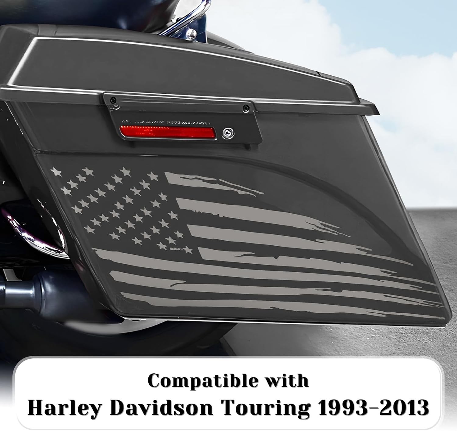 Fits 1993-2013 Harley Davidson Touring American Flag Saddle Bag Side Decals E…