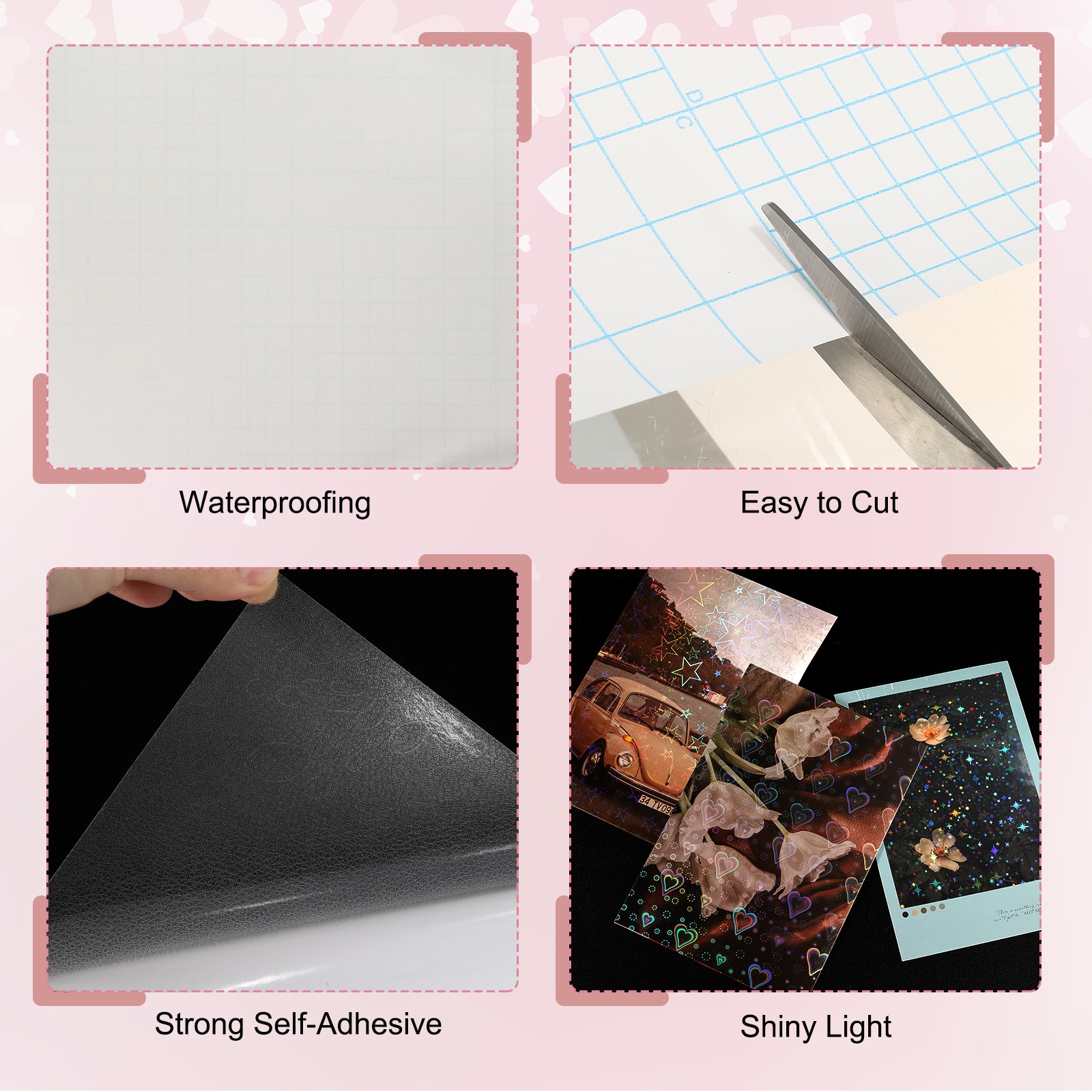 12 Sheets 8.3"x11.7" Holographic Sticker A4 Self-Adhesive Film(Textured)