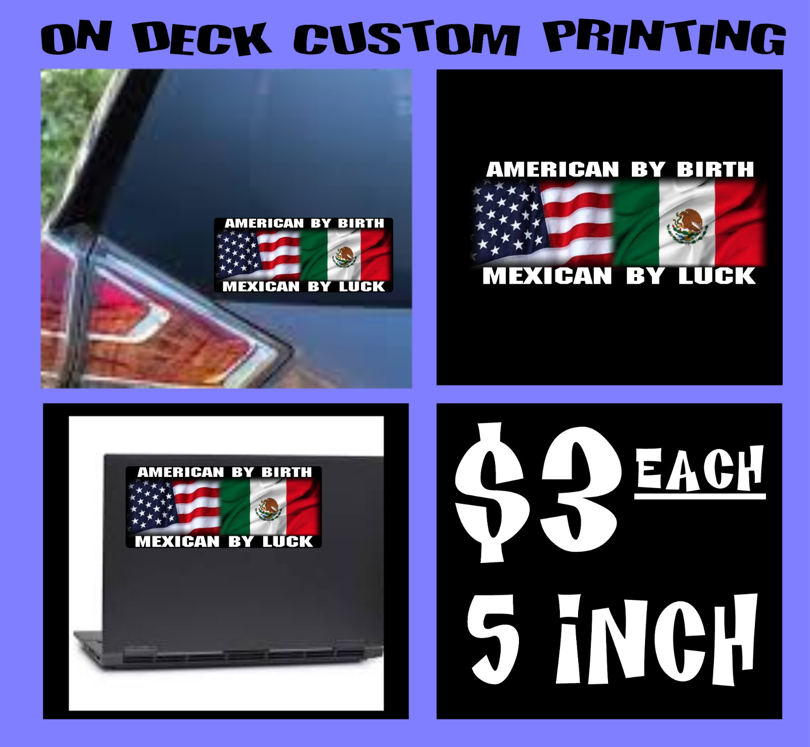 sticker decal mexican american 5 inch NEW! decal se easy to apply