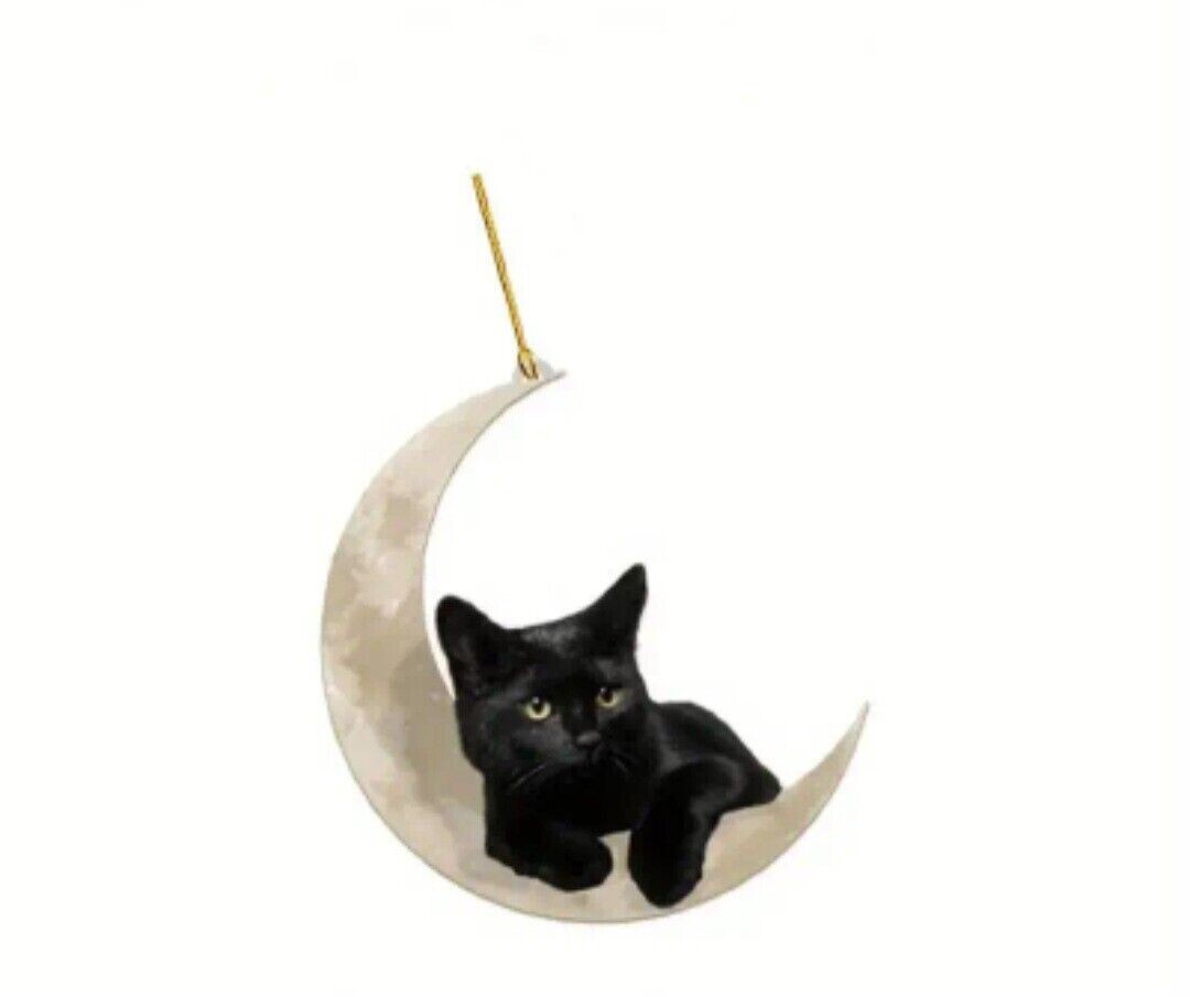 Car Black Cat Hanging Moon Ornament Decor Car Home Hanging Anywhere