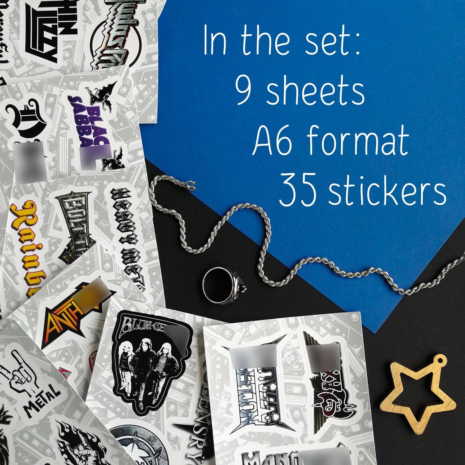Sticker Pack of Heavy Metal Band Stickers, 35 Pieces of Metal Stickers, Strong A