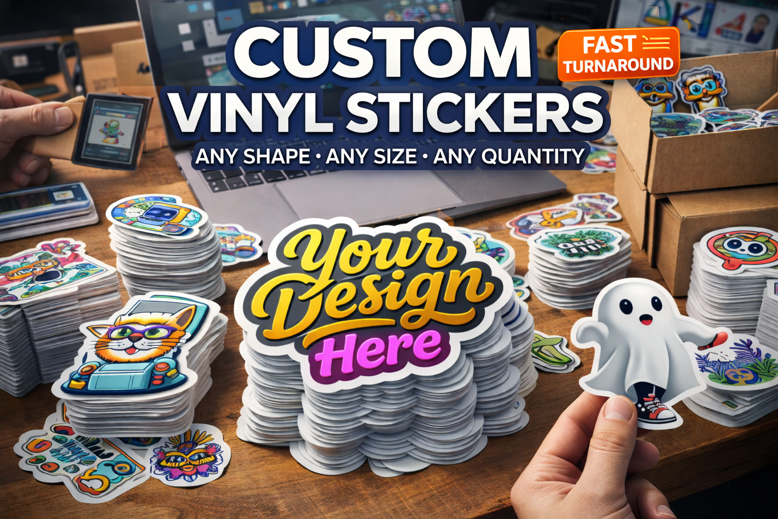 Custom Vinyl Stickers Decals Any Shape Die Cut Logo Waterproof 2"-20" USA