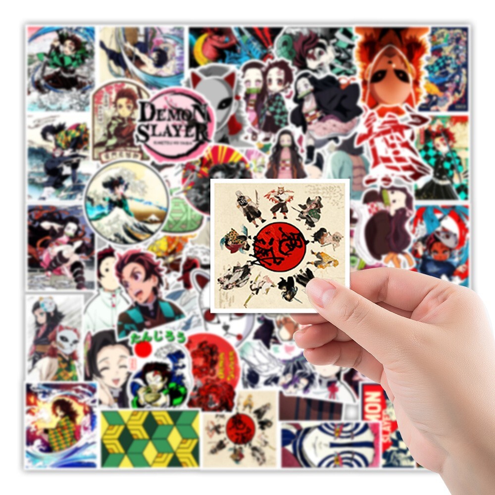 50 Pcs Stickers Demon Slayer Anime Skateboard Luggage Phone Laptop Car Vinyl