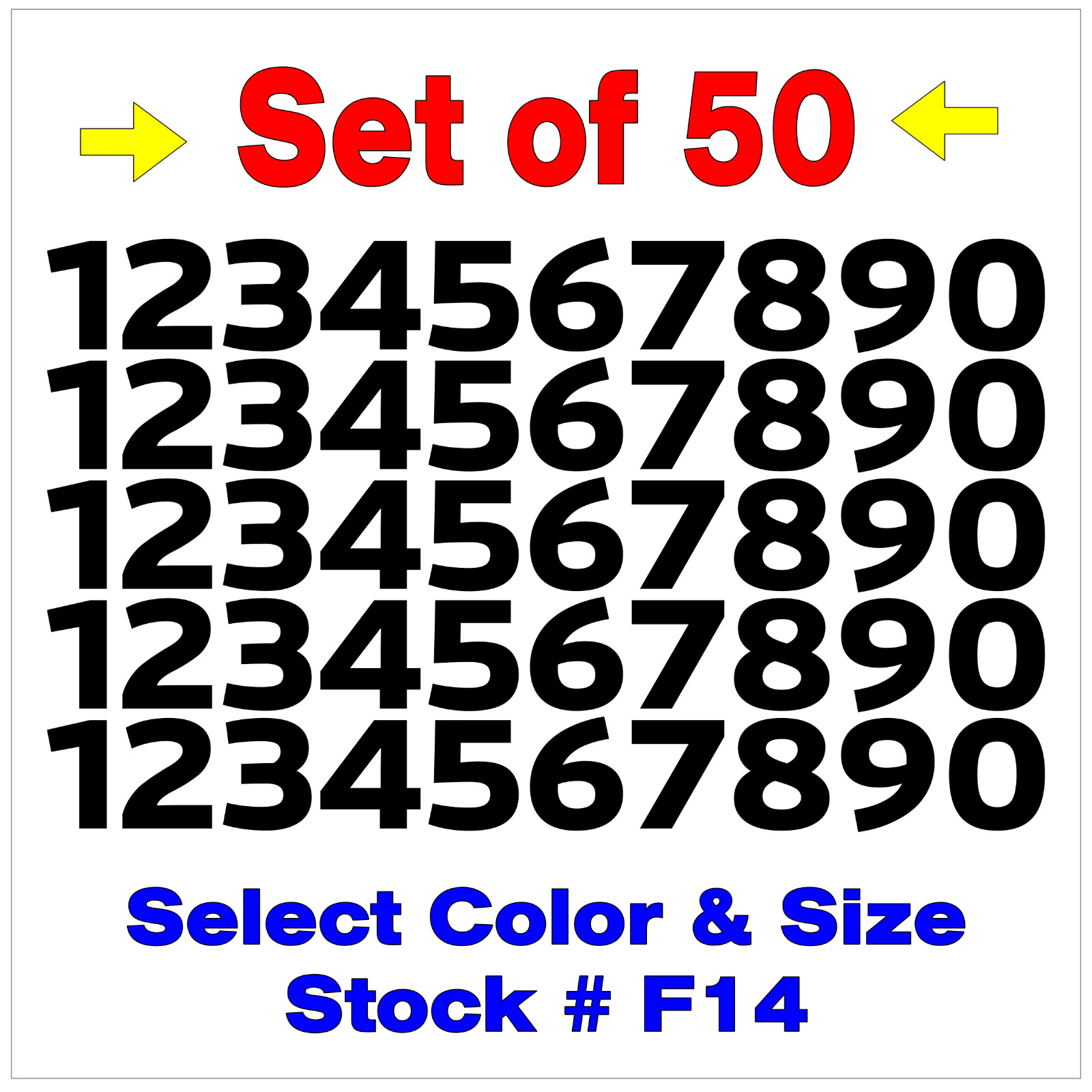 0 9 Numbers Vinyl Sticker Decals Outdoor Quality Many Uses – Set of 50 STK#F14