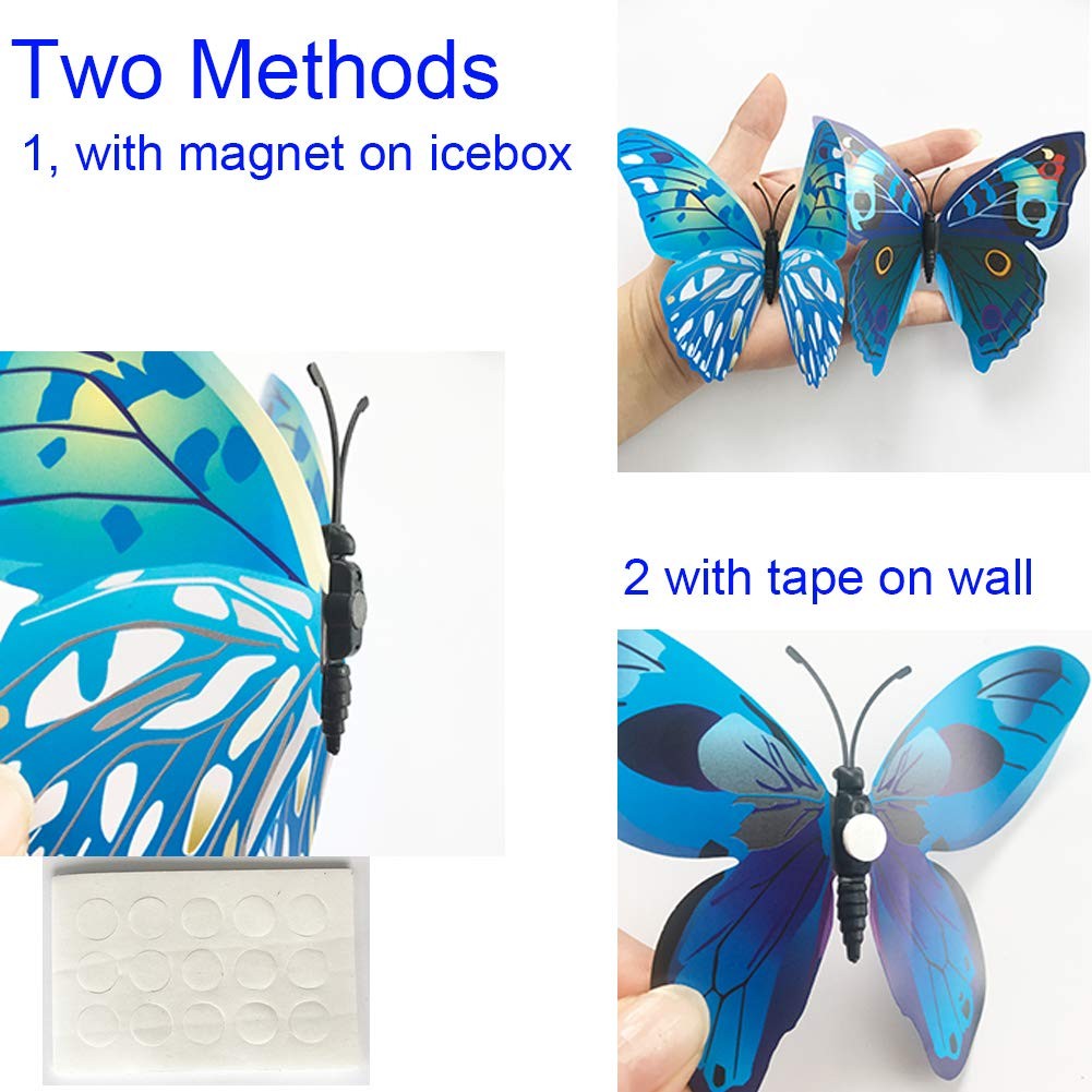 3D Butterfly Wall Stickers 36pcs PVC Colorful Blue Green Red Yellow – DIY Art
