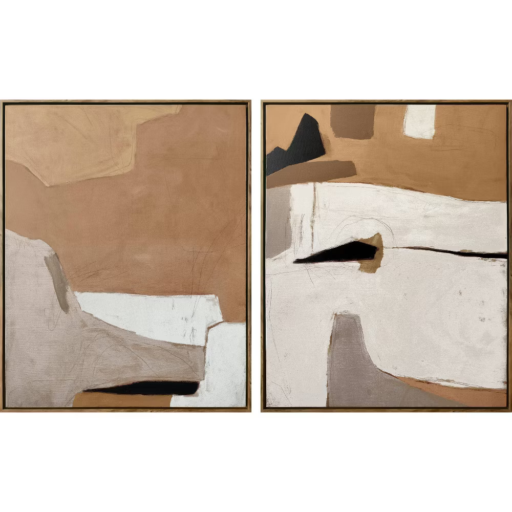 Threshold EWall Arth Abstract Canvas Set of 2 24"x30" Canvases Brown Modern