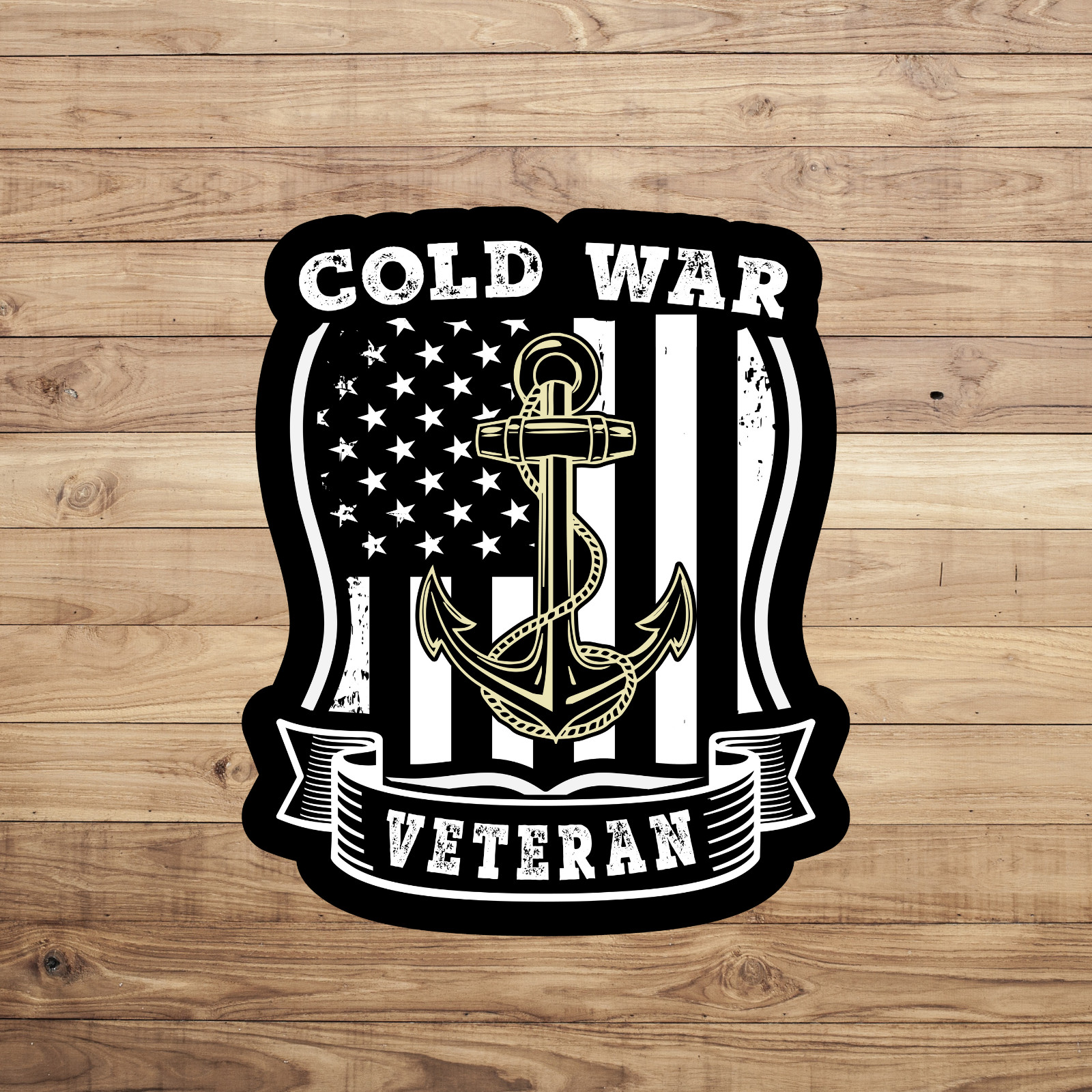Cold war veteran sticker vinyl decal American flag anchor military army novelty