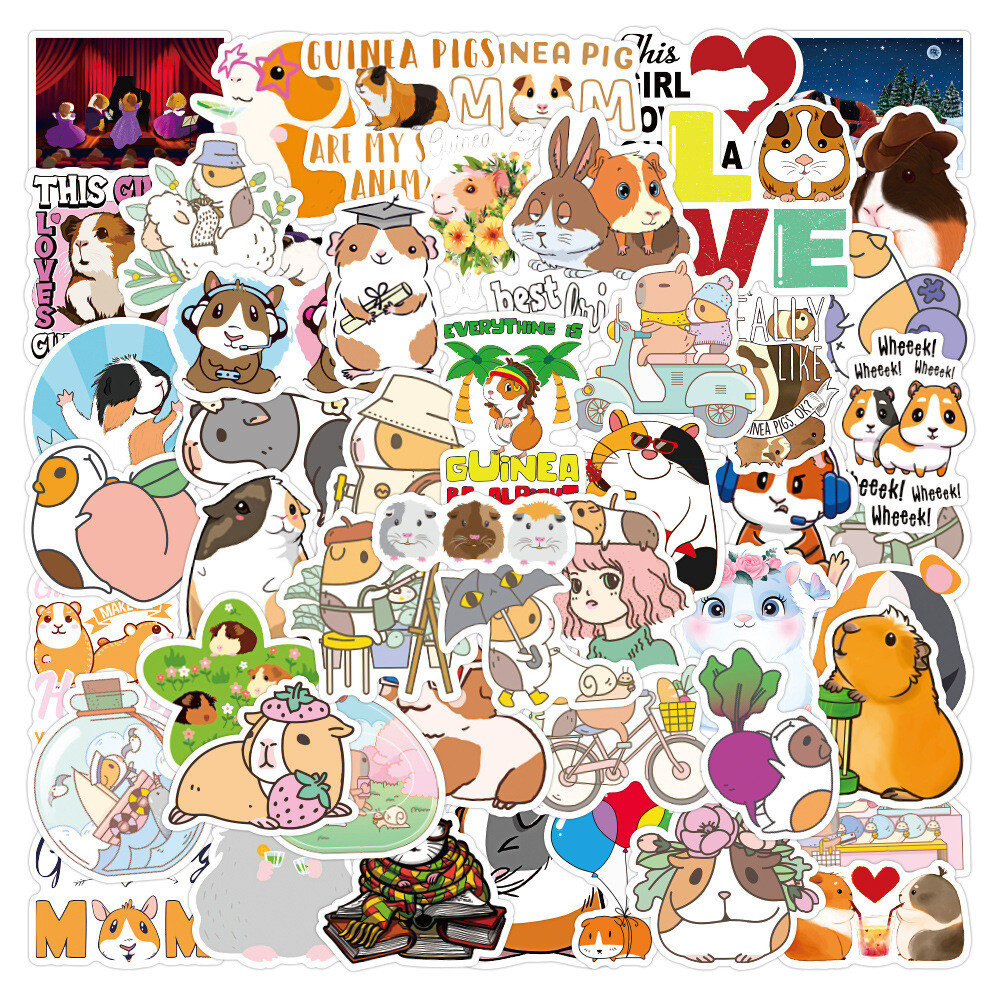 100Pcs Guinea Pig Sticker for Teens Girls Scrapbooking Water Bottles Waterproof