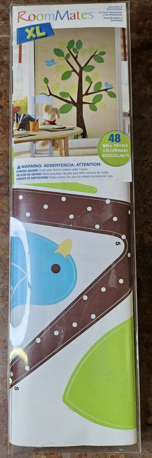 Roomates XL-nursery, kid's removable-reusable wall decals-Tree & bird wall decor