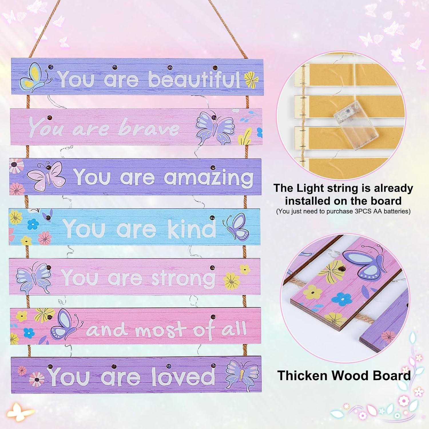 Vibrant Motivational Wall Decor for Kids with Remote-Controlled LED Lights