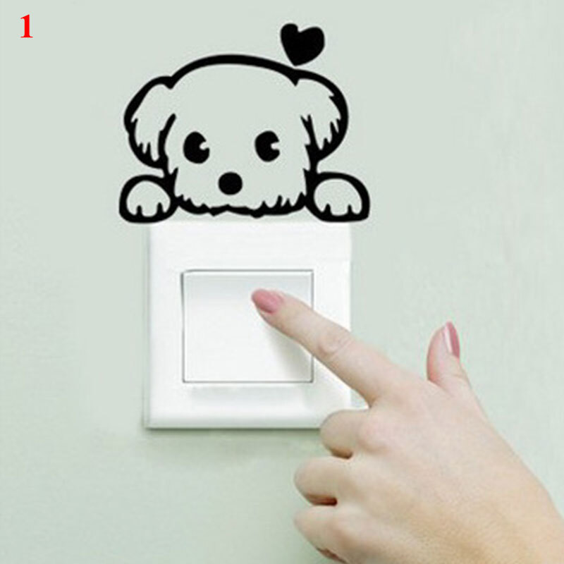Kids Room Decoration Cat Dog Mural Art Switch Sticker 3D Wall Decal Home Decor