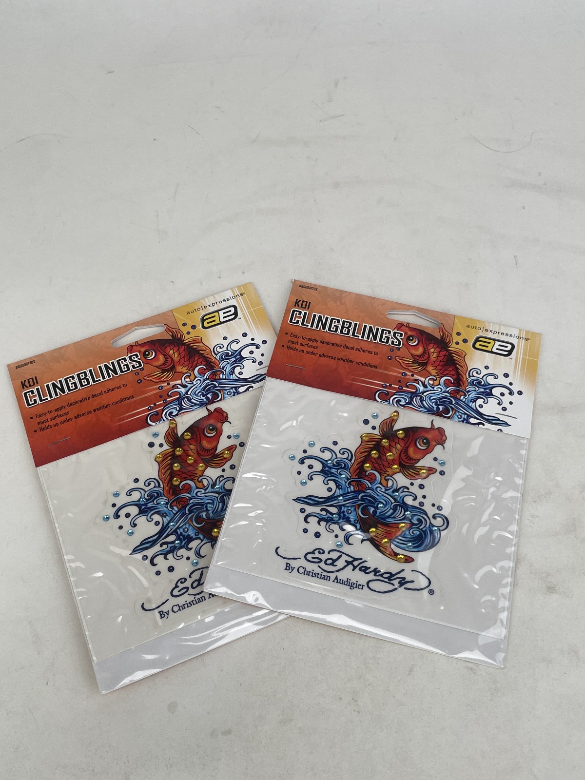 2 Ed Hardy Koi Crystal Decal Emblem Sticker Auto Notebook Cellphone Luggage Car
