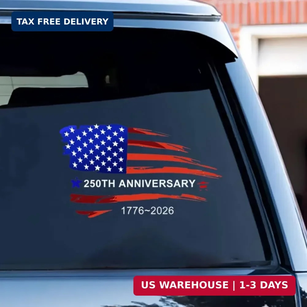 2PCS 4th of July Car Patriotic Stickers American Flag Vinyl Car Decals 250th Ann