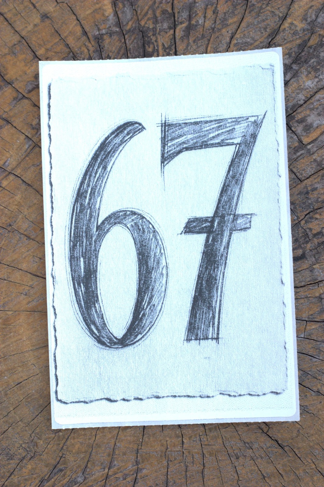 Six Seven B/W 4"x6" Thermal Sticker – 67, 6 7, 6-7 Pencil Sketch – Pongo Beach
