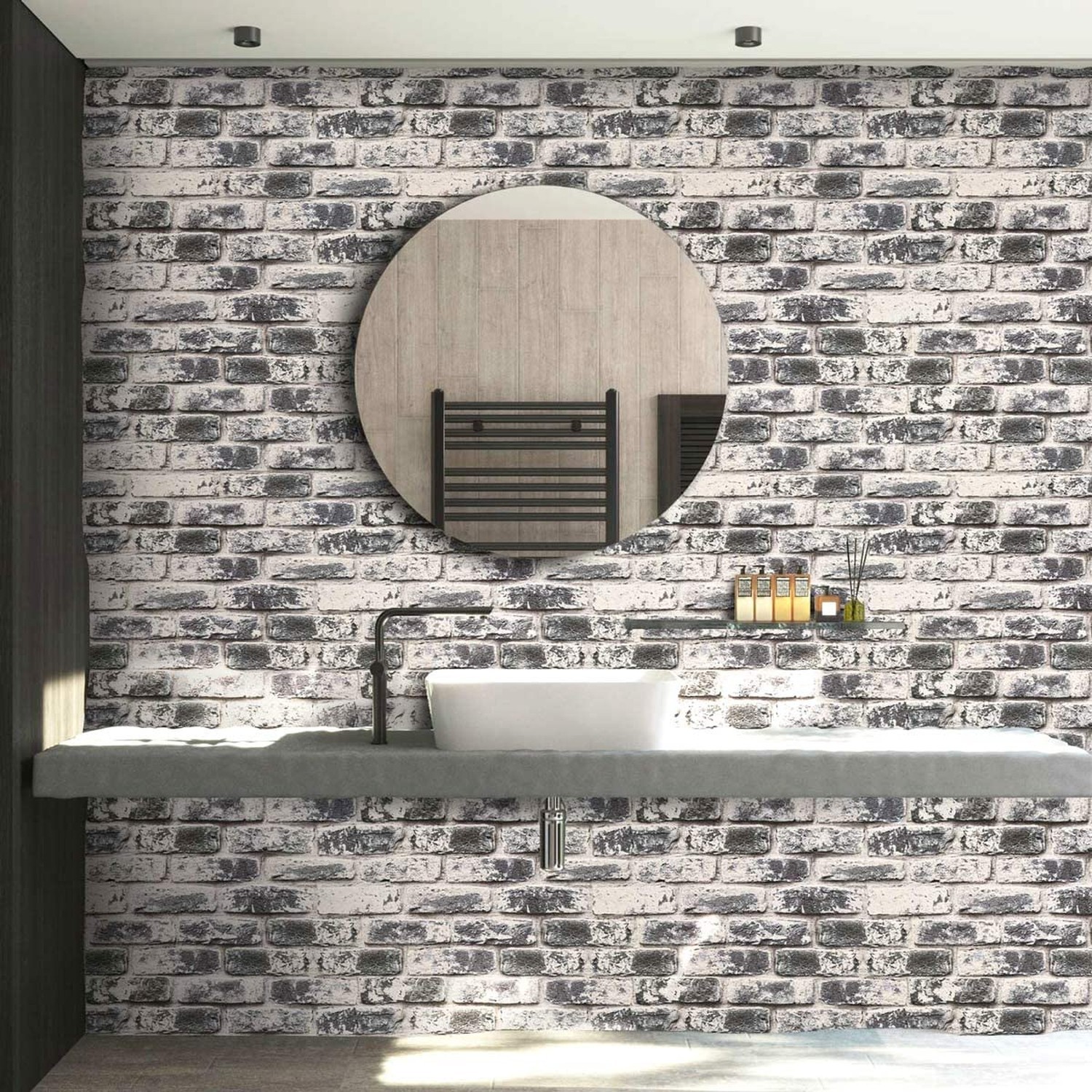 Cohoo Home Grey Brick Wallpaper Peel and Stick Contact Paper for Walls Self-A…