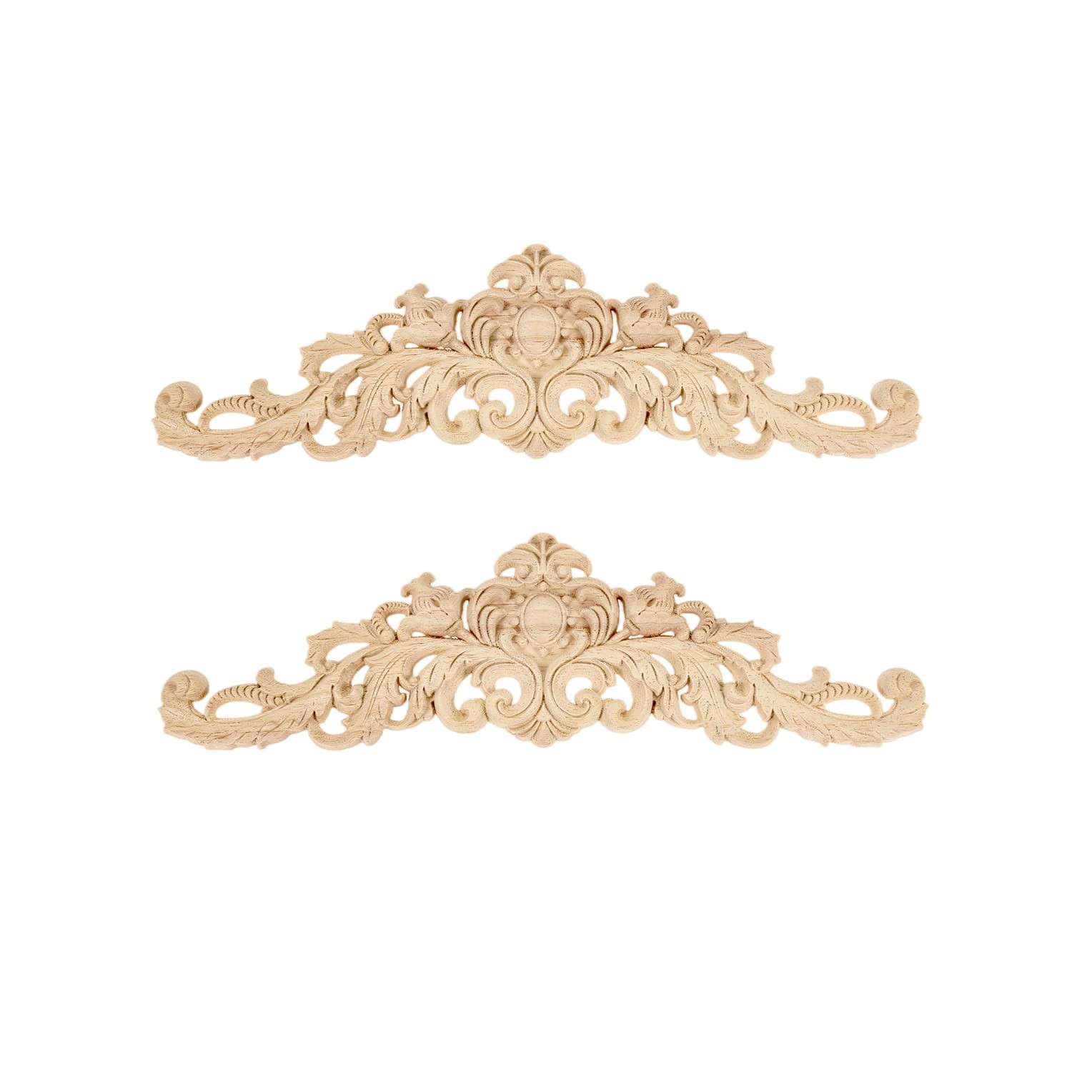 Long Wood Carved Appliques Onlays, 2-Pack Unpainted Decorative Corner Carving…