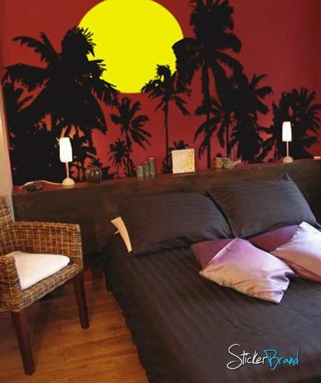 Tropical Night Sunset Palm Tree Wall Decal. #376