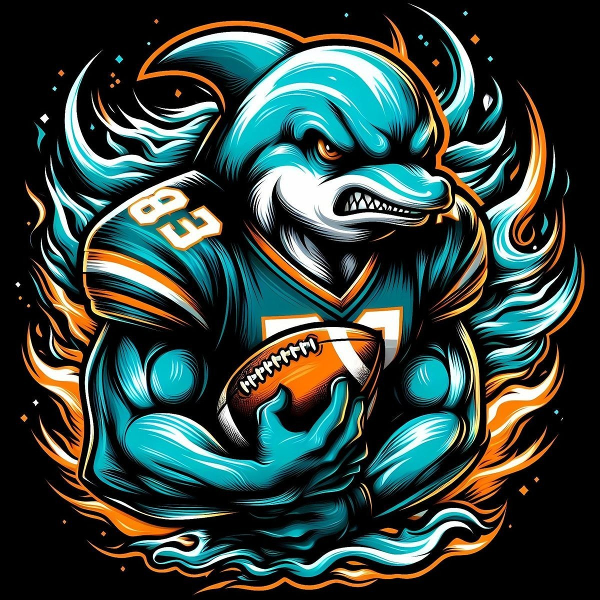 Dolphin Football Sticker Decal Laptop Wall Mirror Tumblr Locker