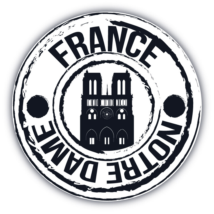 France Notre Dame Grunge Stamp Car Bumper Sticker Decal – "SIZES"