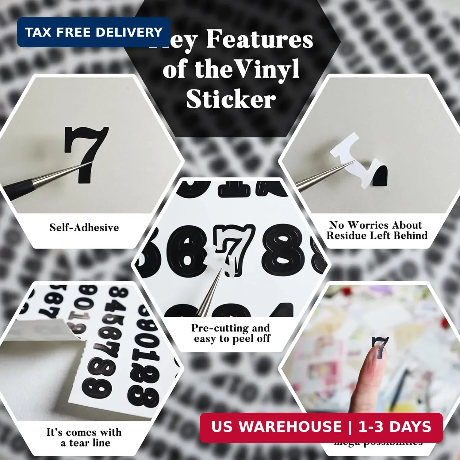 1600 Pcs Black Number Stickers 0.5 Inch, 10 Sheets Self-Adhesive Vinyl 0-9 Decal