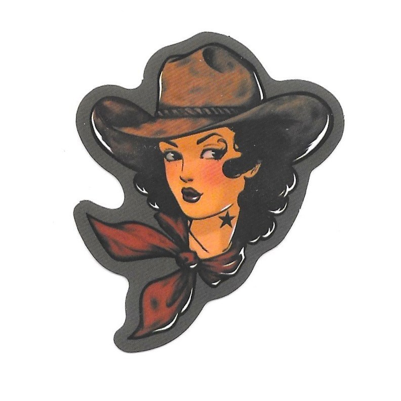 Vintage Cowgirl Portrait Vinyl Sticker Retro Western Tattoo Art Pinup Decal
