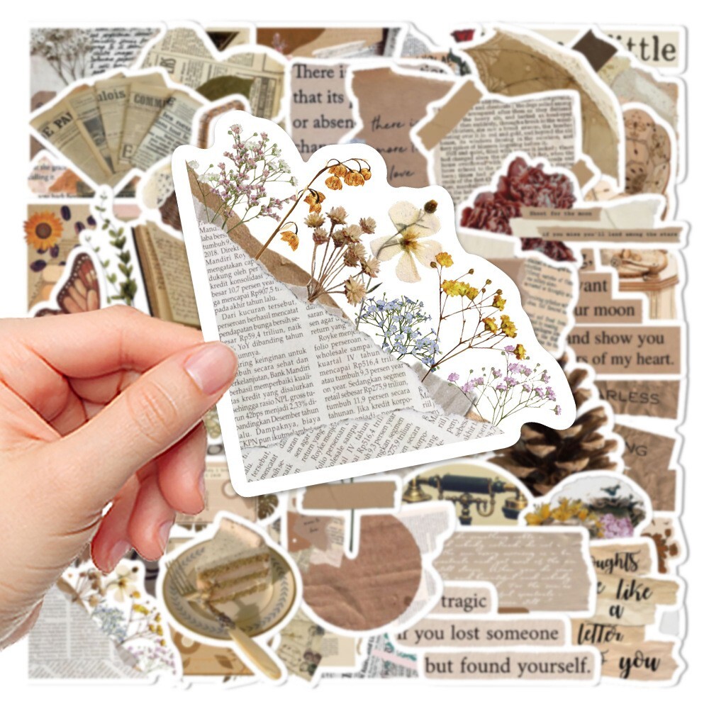200pcs Retro Cottagecore Vintage STICKER PACK，#201206226251