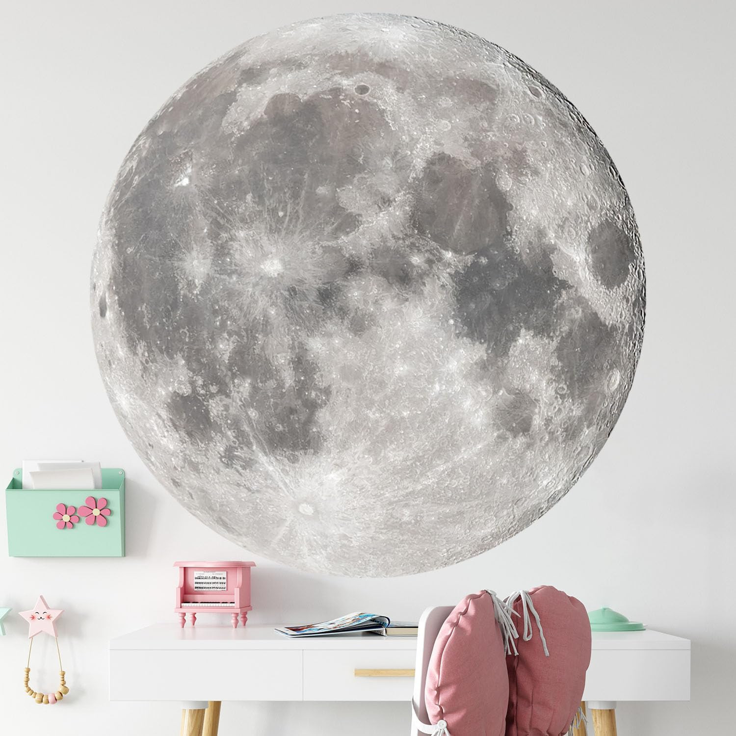 Large Moon Wall Stickers Full Moon Decor Wall Decals 6 Sheets Peel and Stick Wal