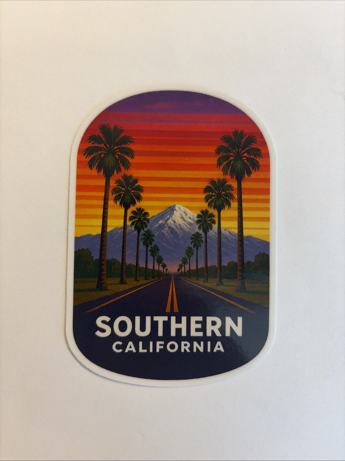 Southern California Mountains Palm Trees Sunset Road Sticker