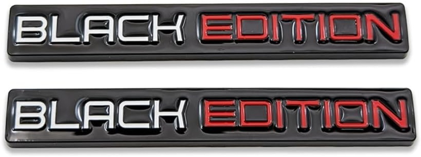 2X Chrome Metal Black Edition Car Emblems – 3D Auto Badge, Universal Fit
