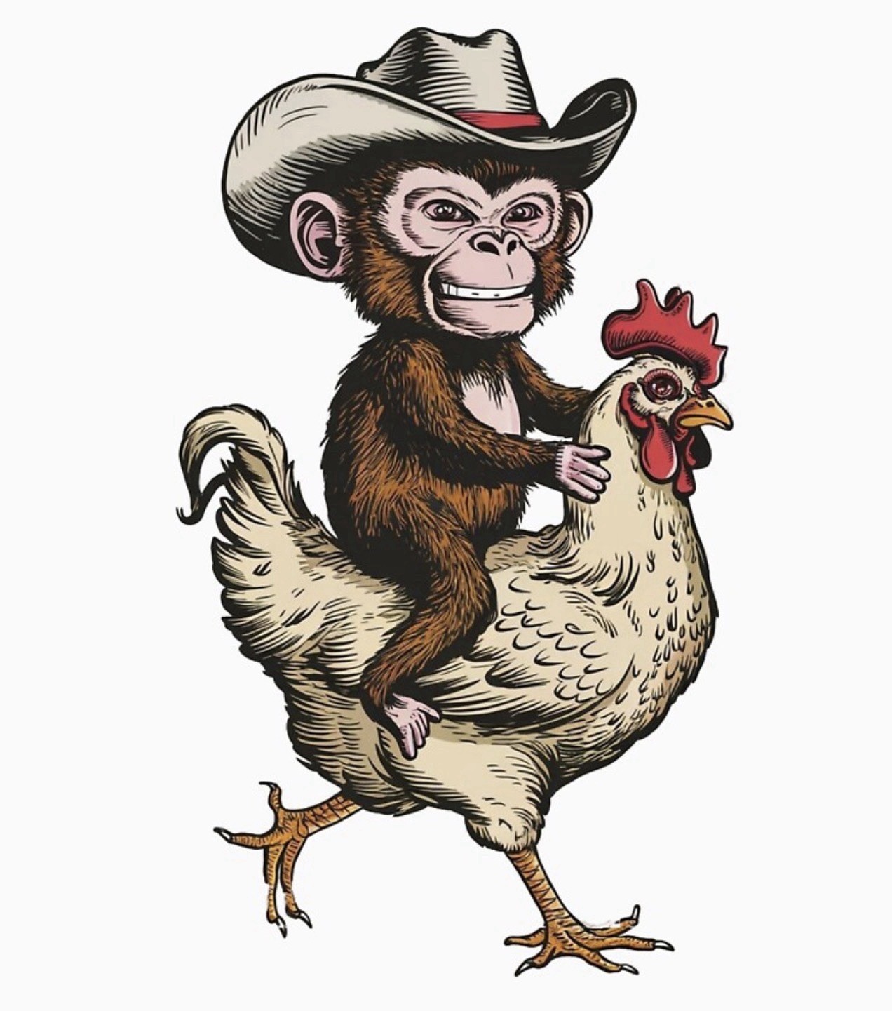 2 PACK – MONKEY COWBOY CHICKEN RODEO 2” VINYL DECAL DIECUT STICKER SET LOT