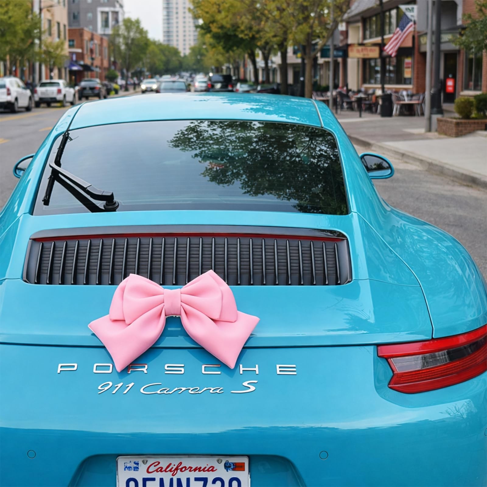 5PCS Pink Bow Car Accessories Set for Women, Cute Adhesive Pink Bow for Exter…
