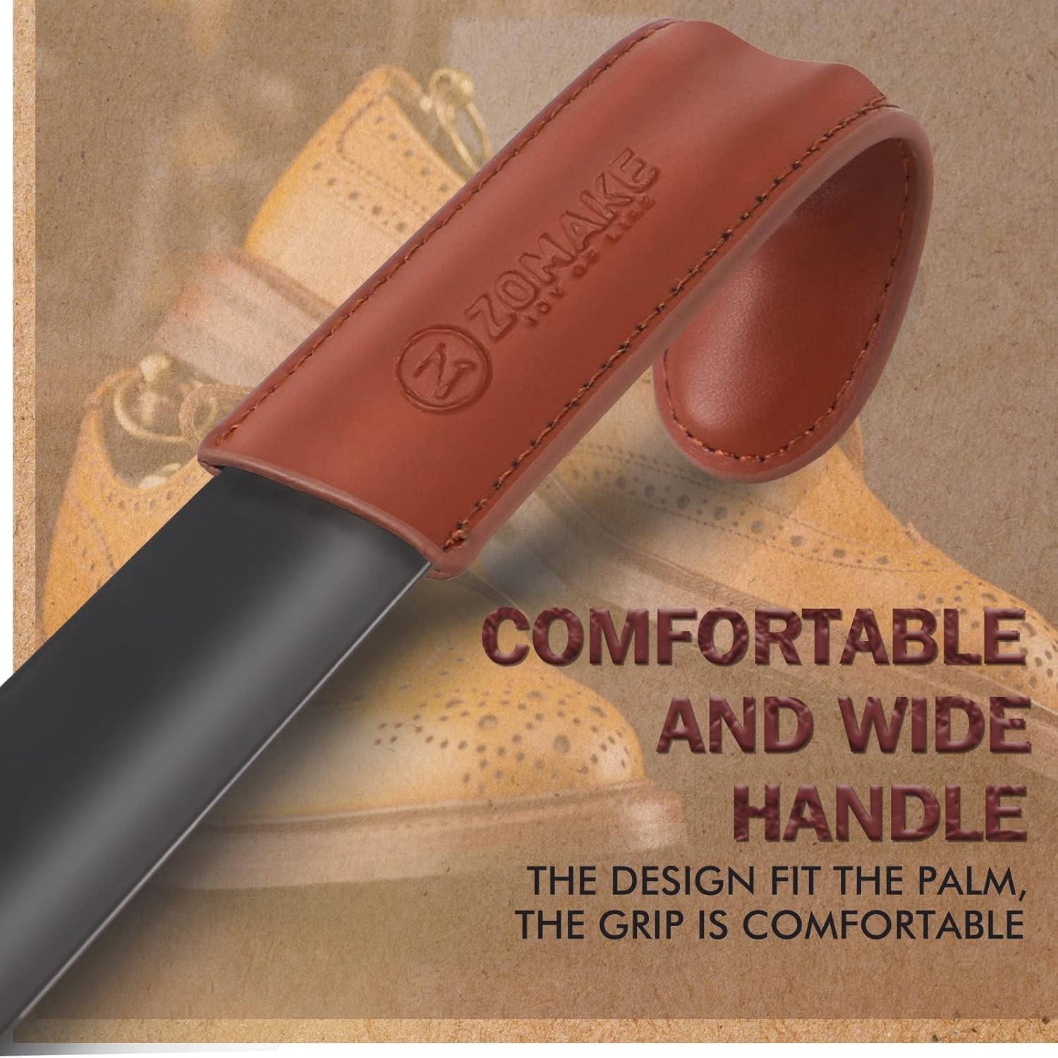 Shoe Horn Long Handle for Seniors Men Women,Metal Long Shoehorn Boot Horn 16.5"