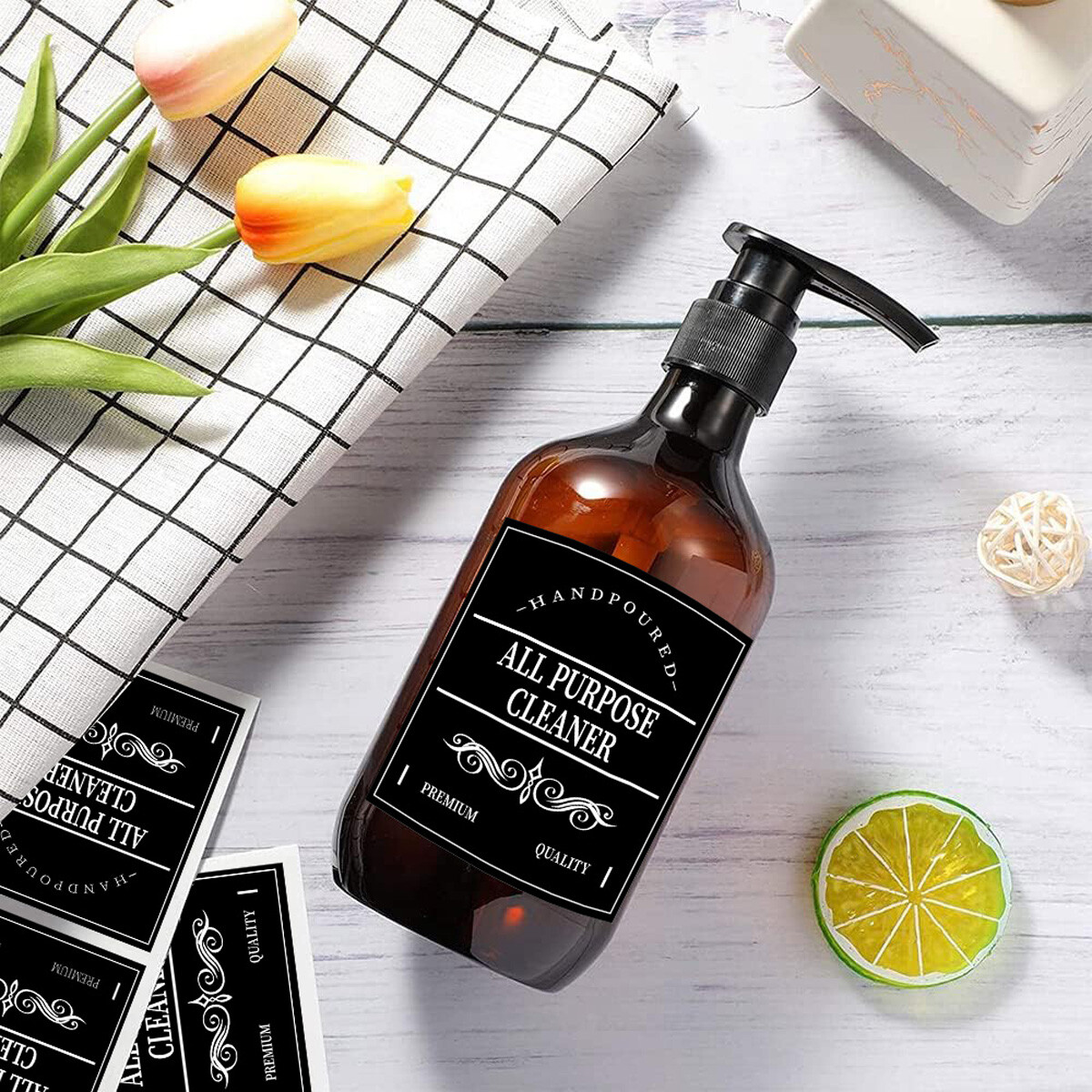 Shampoo Bottle Label Sticker Waterproof Body Wash Lotion Hand Dish Soap Decal