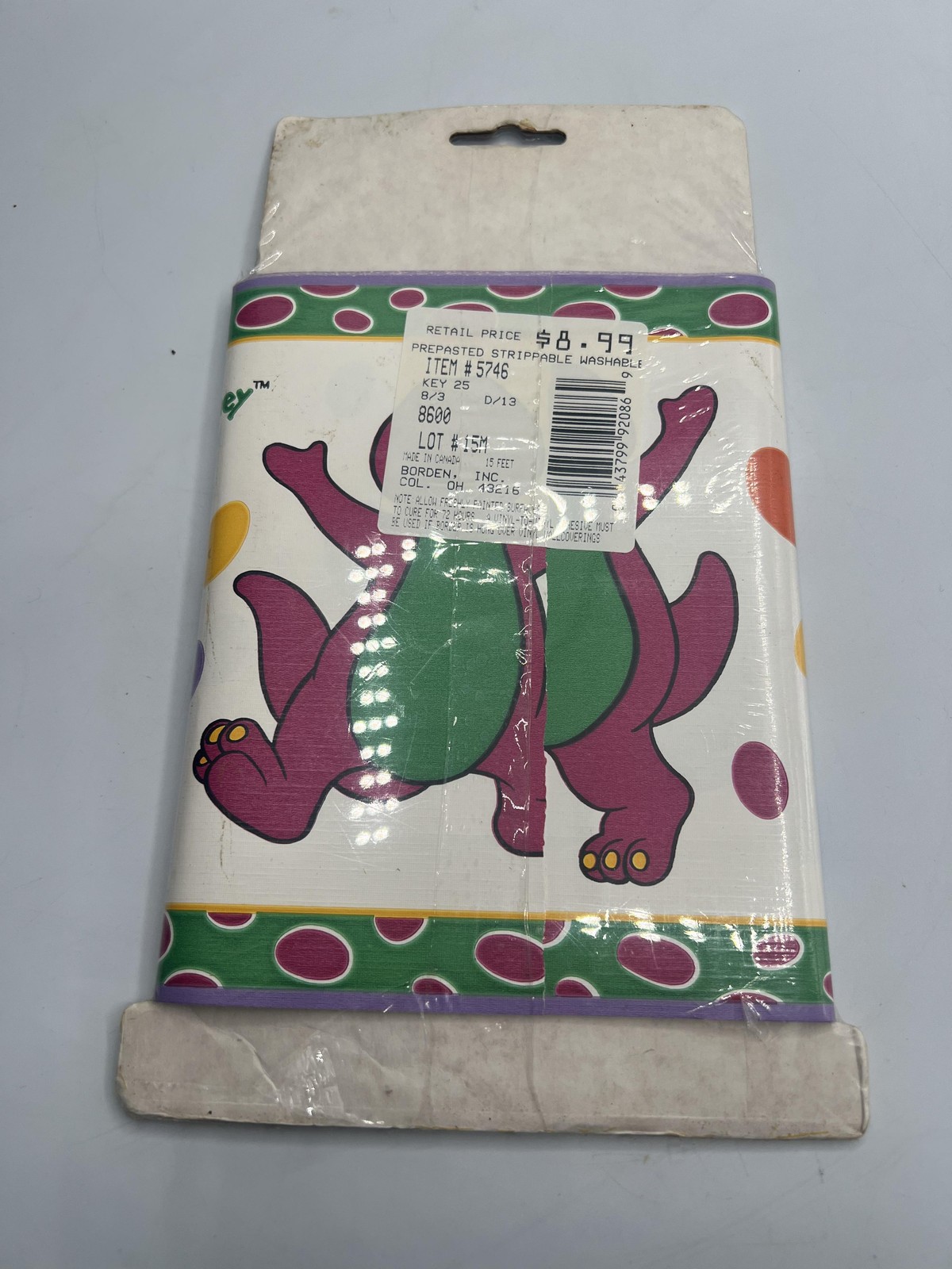 Vintage Barney Decorative Wall Border Medium Vinyl Canada Borden 1993 Kids