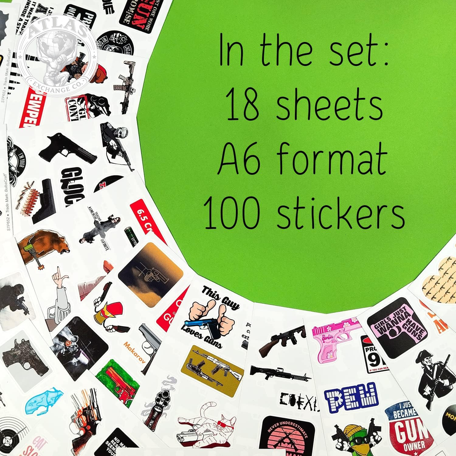 Bulbacraft 100Pcs Funny Gun Stickers, Firearm Stickers, Guns and Ammo Decals, Ta