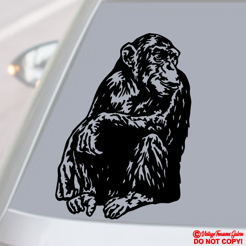 CHIMPANZEE VINYL DECAL CAR WINDOW WALL BUMPER STICKER MONKEY GREAT APE AFRICA