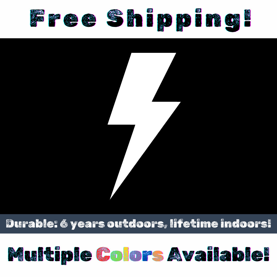 Lightning Bolt Vinyl Decal – Electric Shock, Power, Charge Sticker – Car, Laptop