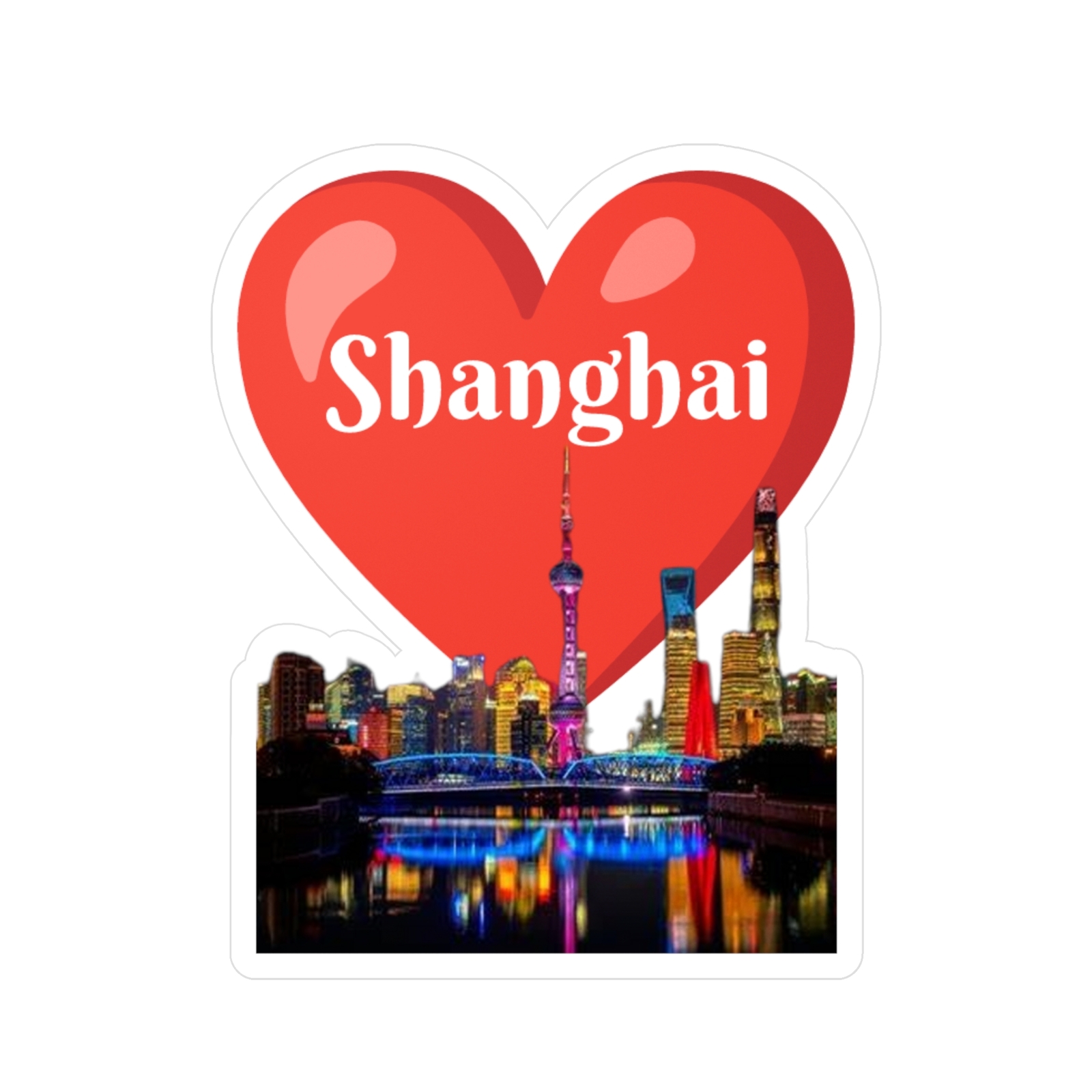 Vinyl Sticker / Decal – I Love Shanghai China / City Skyscrapers / Unique
