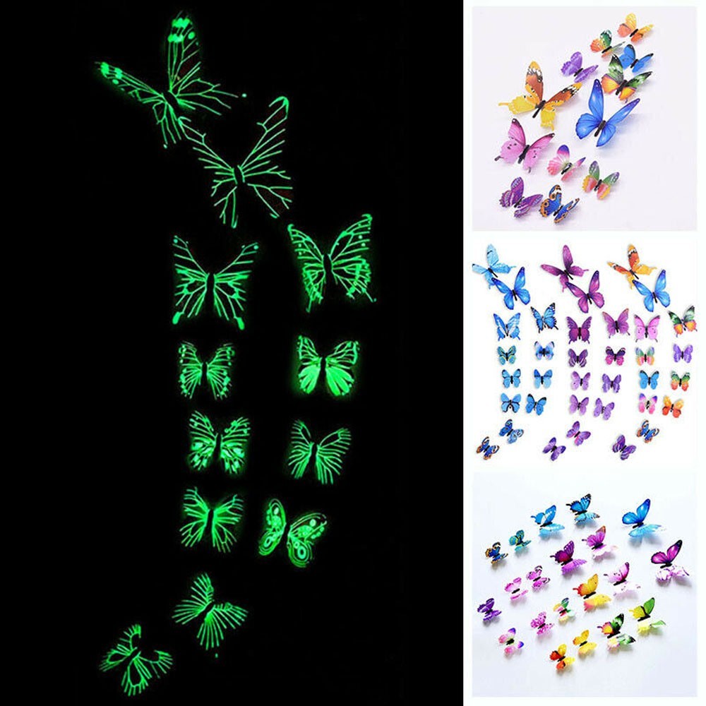 3D Stickers Three-dimensional Luminous Simulation Butterfly Luminous Sticker/PVC