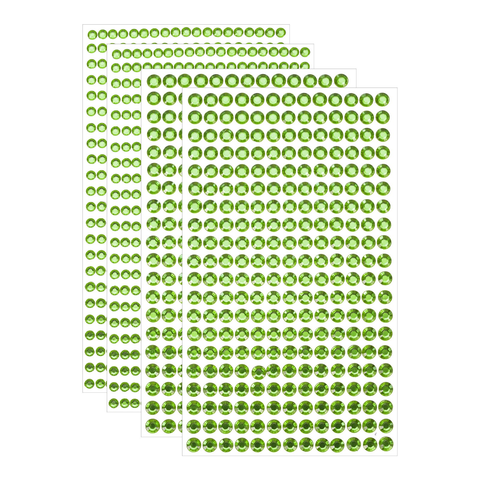 1394Pcs 4mm/6mm Self-Adhesive Rhinestone Stickers for Craft 4 Sheet Green