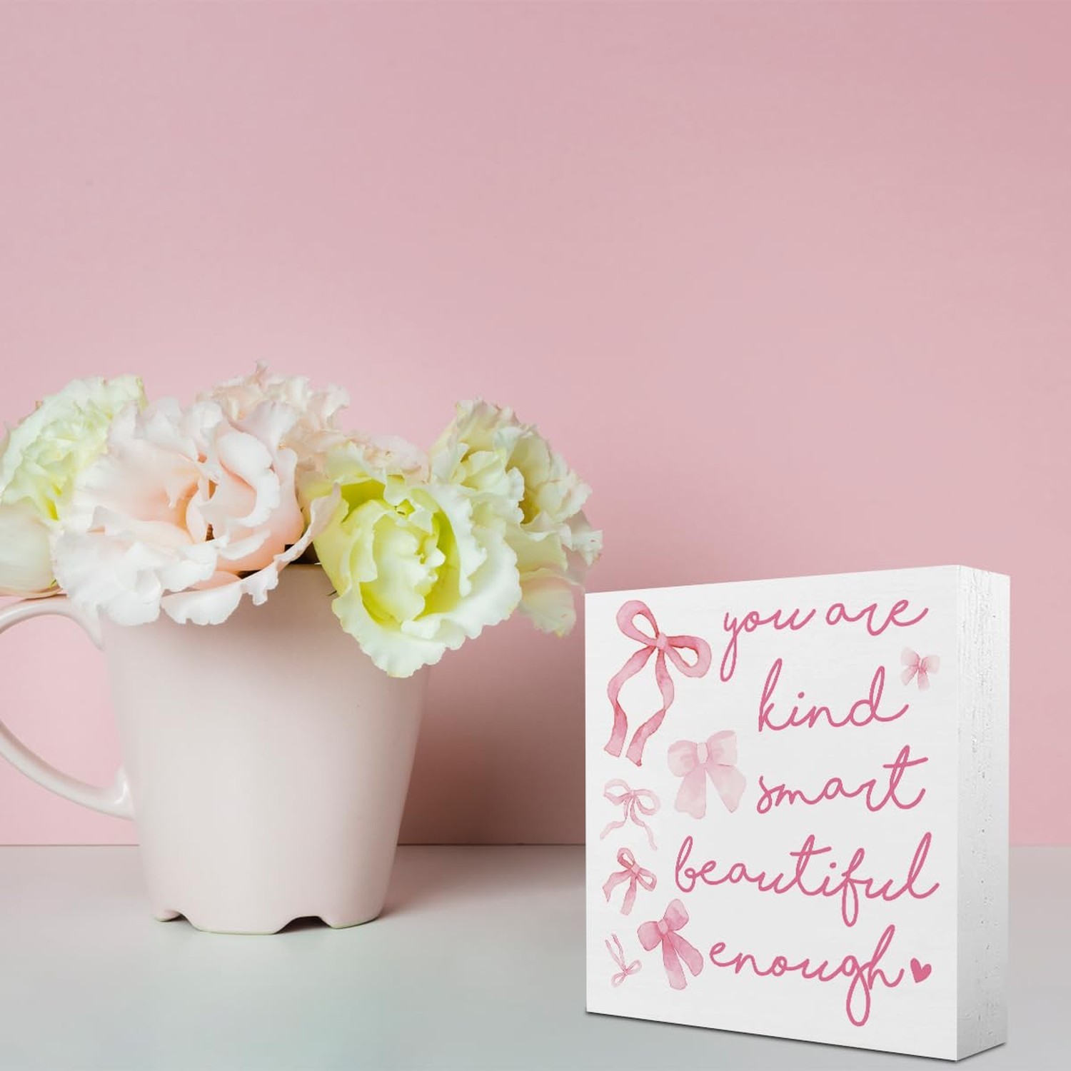 Pink Dorm Room Decor for Women, Pink Inspirational Awareness Positive Affirma…