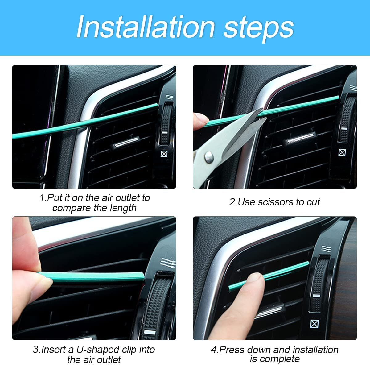 20 Pieces Car Air Conditioner Decoration Strip for Vent Outlet, Universal Waterp