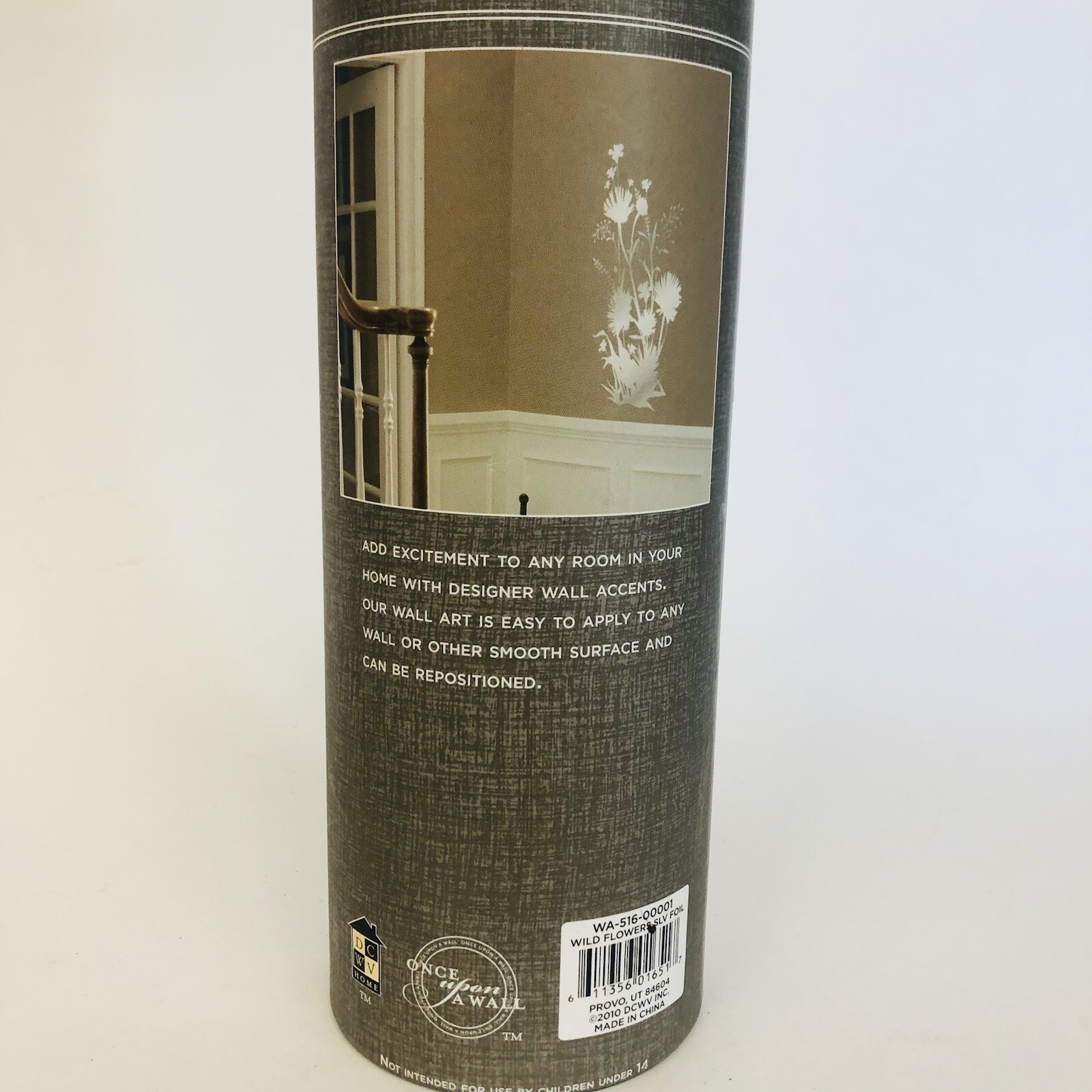DCWV Decal Sticker Wildflowers Peel and Stick With Foil, Silver, Large