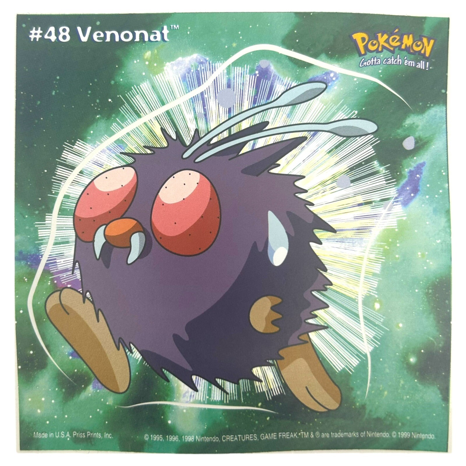 Pokemon Collect ’em Stick-Ups Venonat #48 Large 4” Sticker Priss Prints