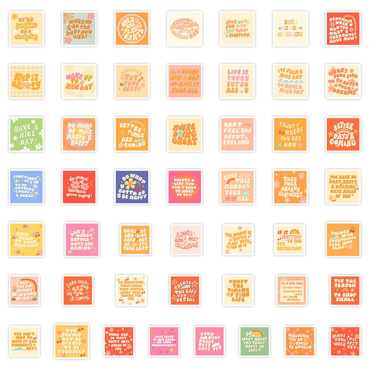50pc Waterproof Vinyl Stickers Motivational Inspirational Phrases Luggage Phone
